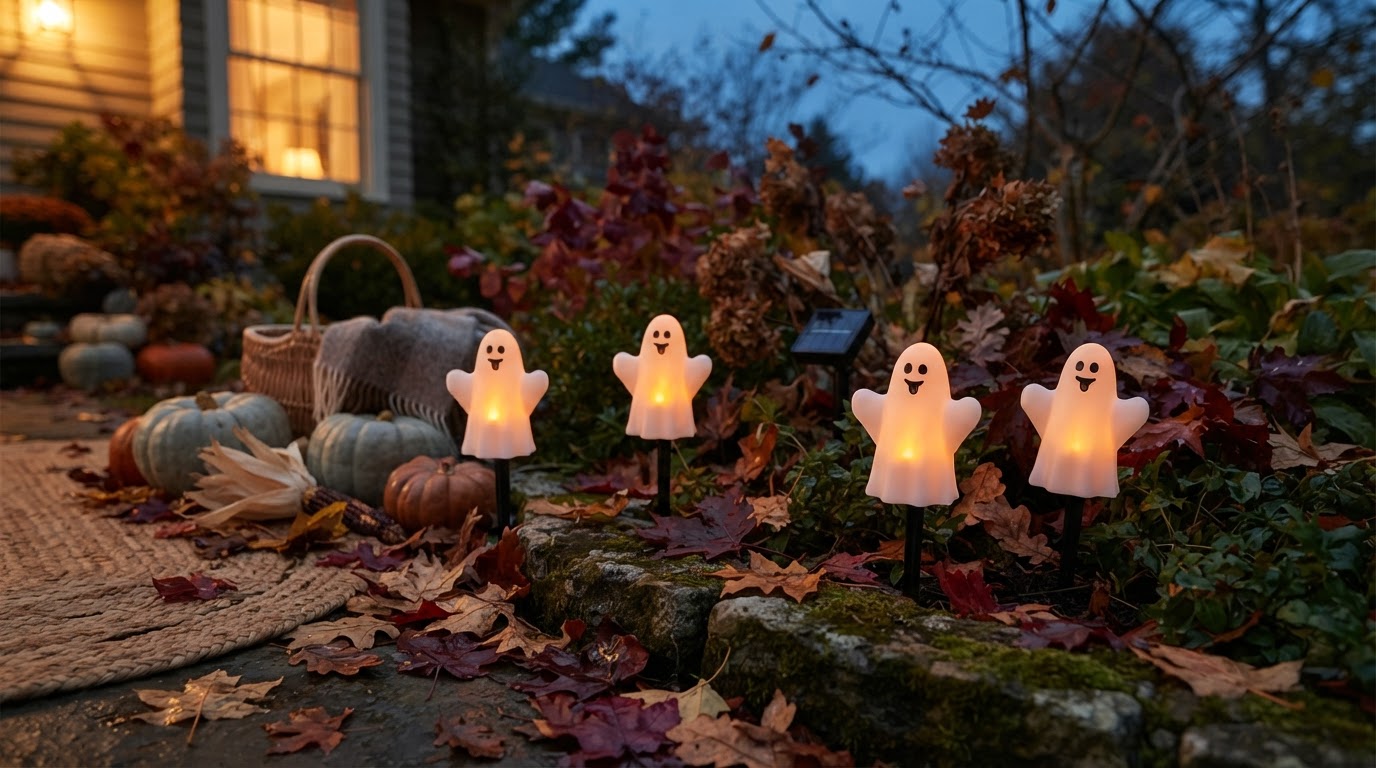 Solar Spooky Light Performance in Autumn Yard Displays