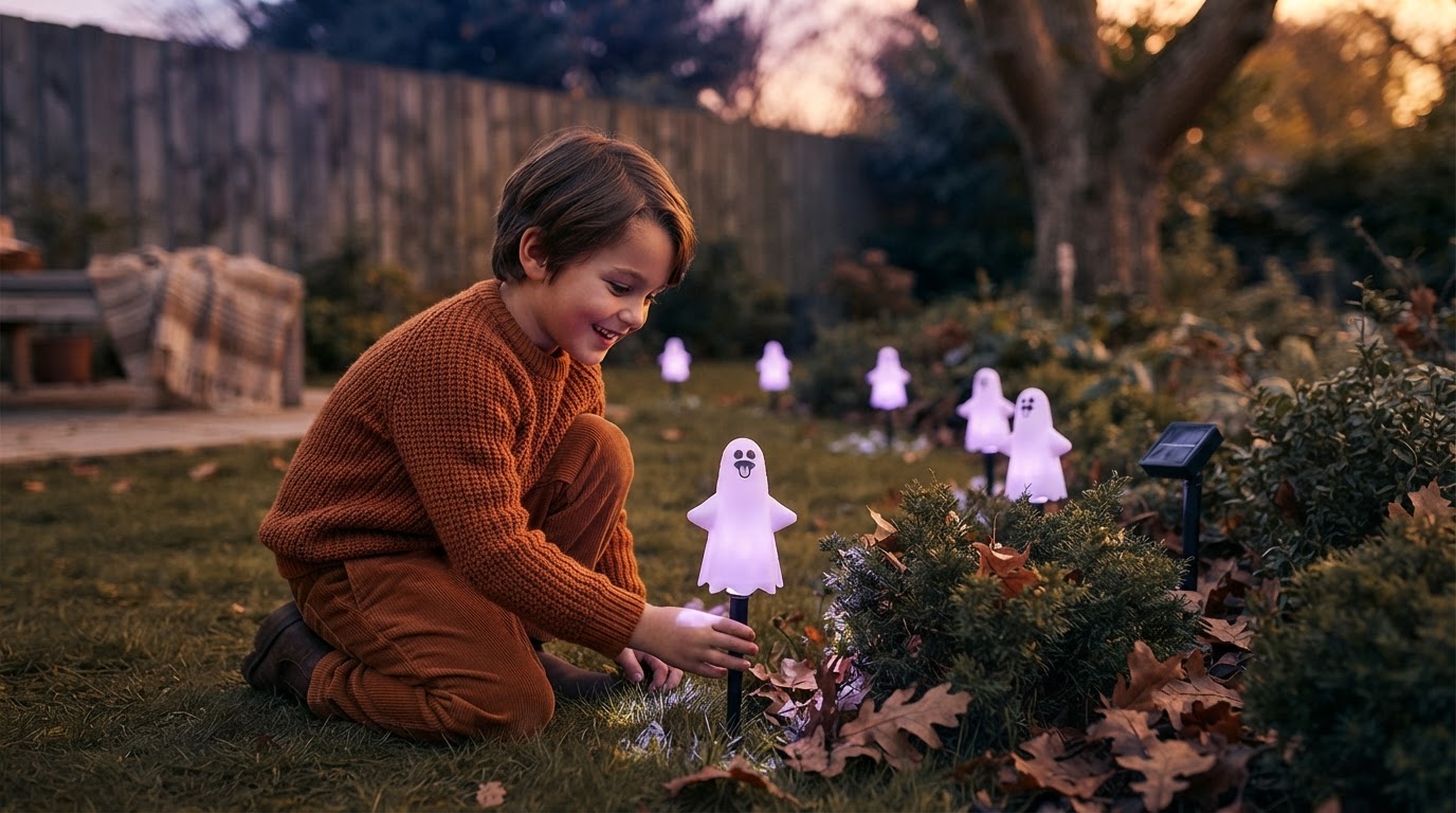 Solar Spooky Light Setup for Halloween Yards