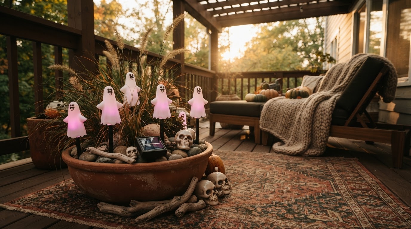 Solar Spooky Light Framework for Outdoor Skull Decor