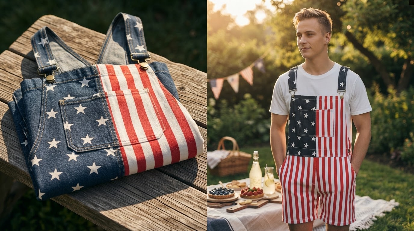 American Flag Overalls for July 4th Celebrations