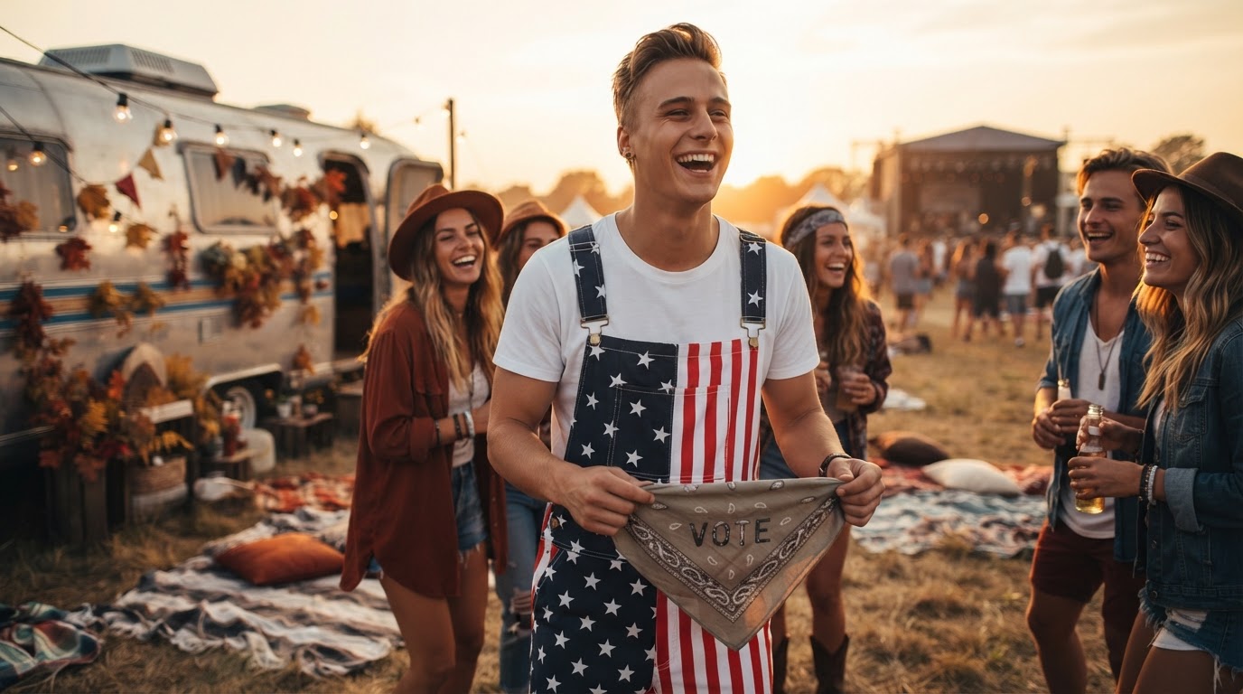 Styling American Flag Overalls for the Festival Scene