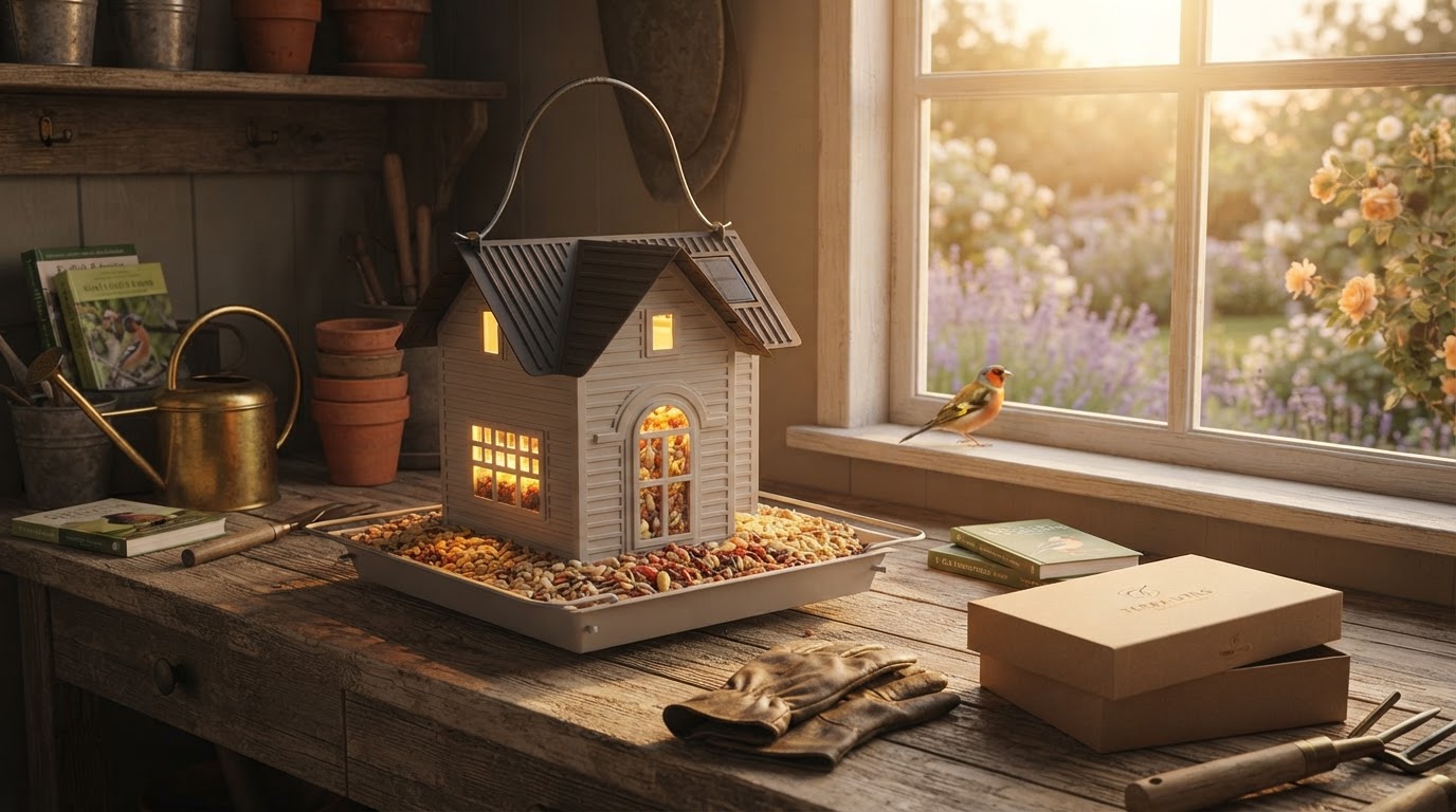 Solar Bird House Feeder Utility in Outdoor Decoration