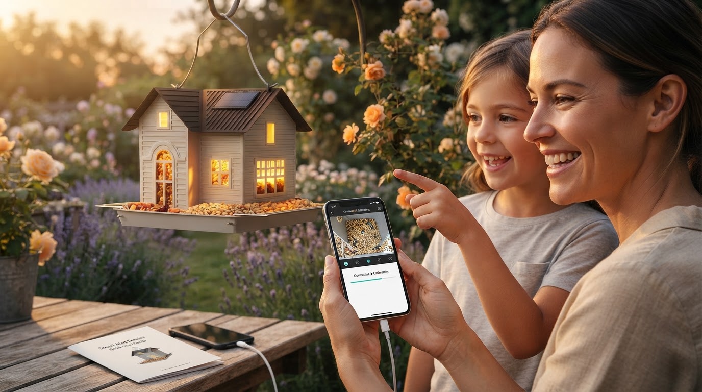 How do I setup a smart Solar Bird House Feeder app?