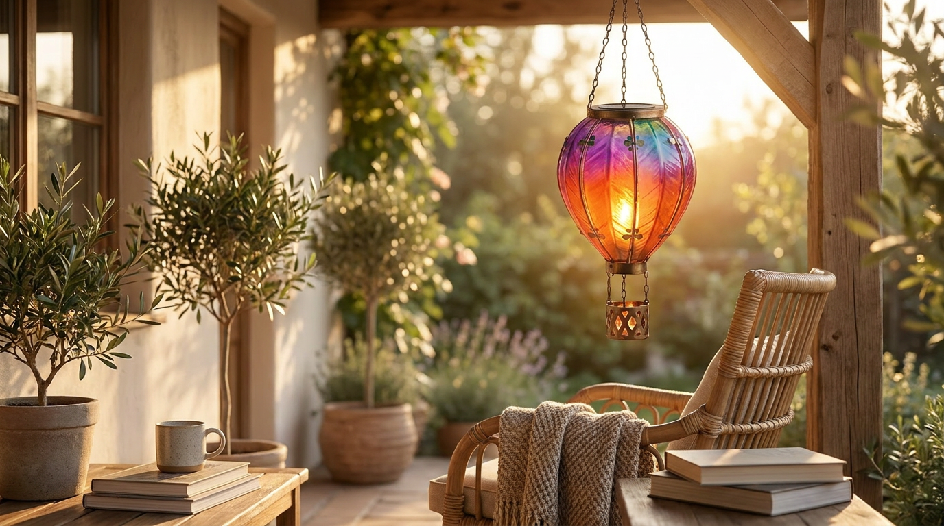 How does the flickering flame Solar Balloon Lantern work?