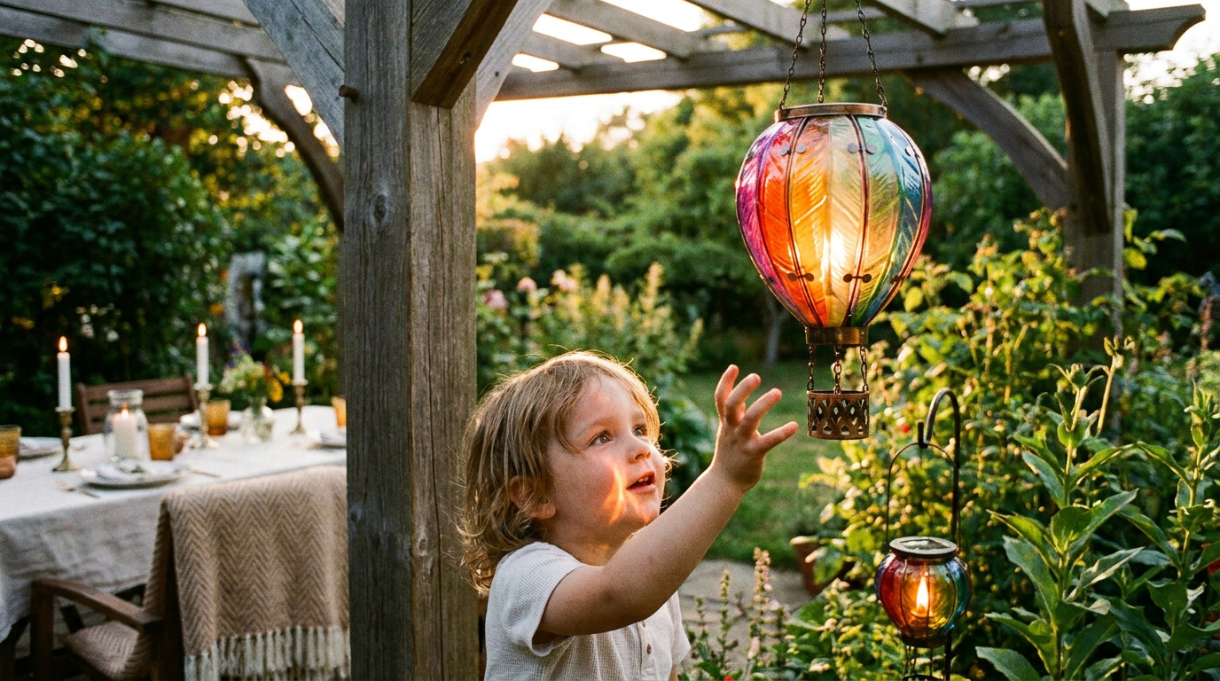 How do I set up a flickering flame Solar Balloon Lantern?