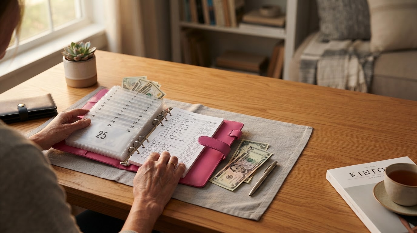 How does an A5 100 envelope challenge tracker work?