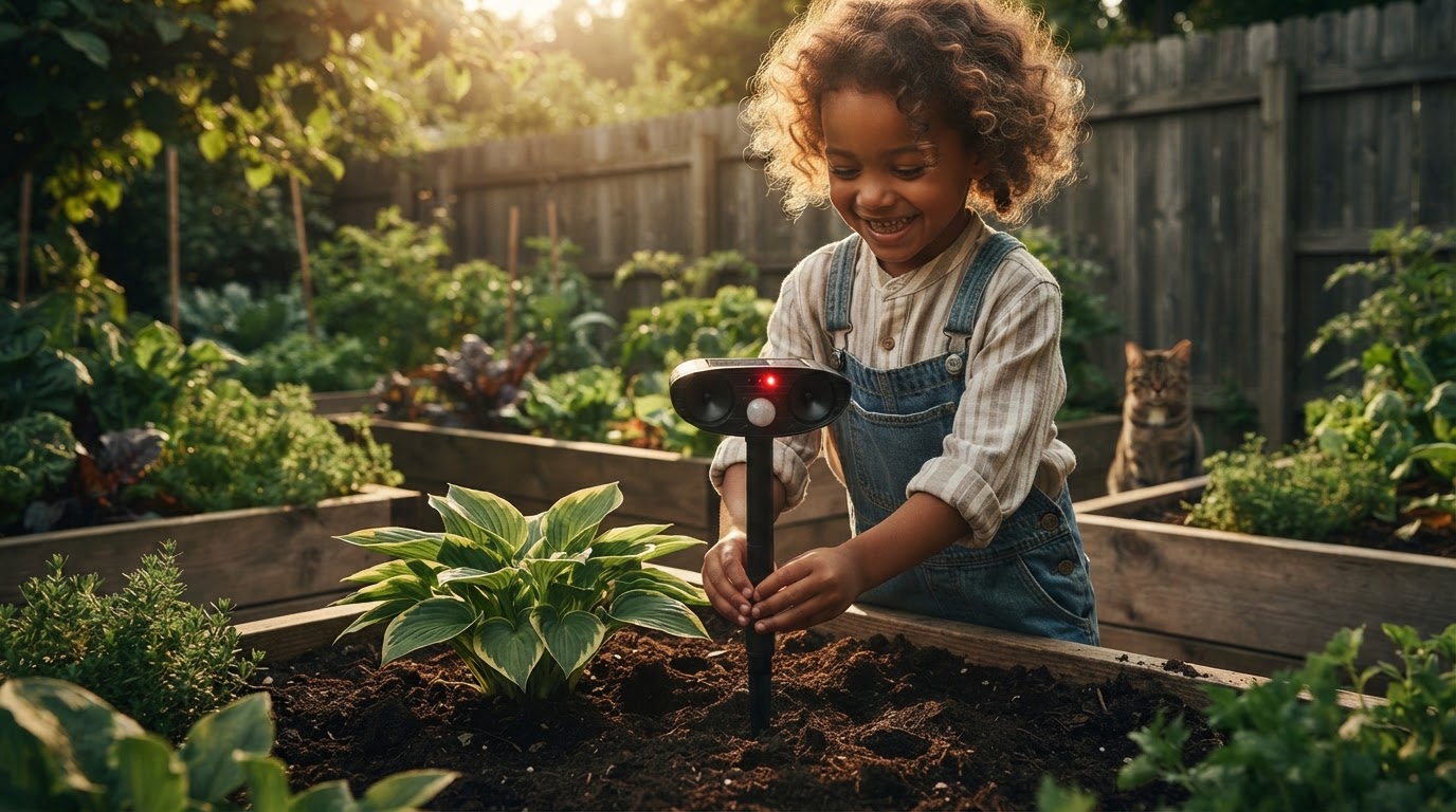 How do I use Solar Animal Repellent for garden cats?