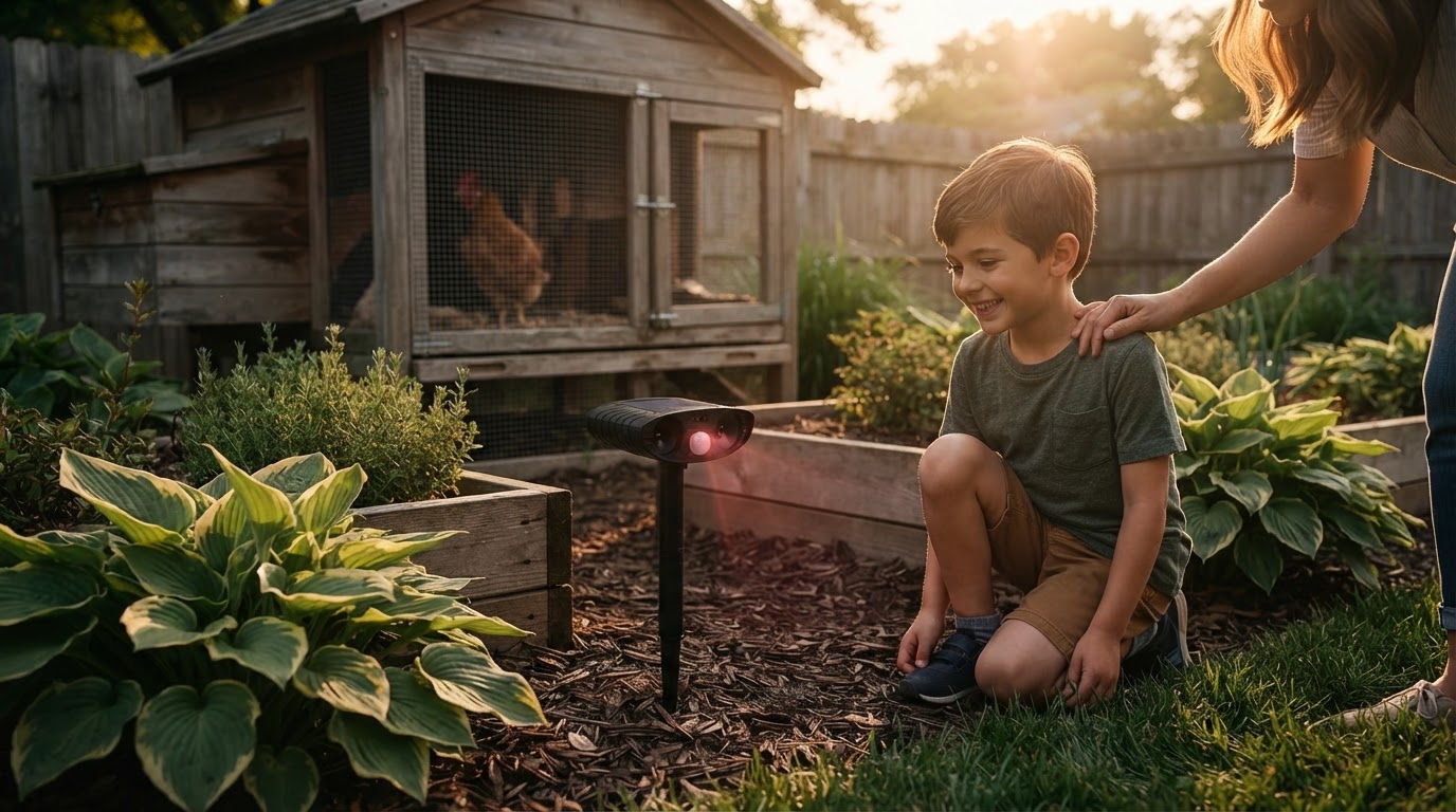 Solar Animal Repellent Setup for Coop Security