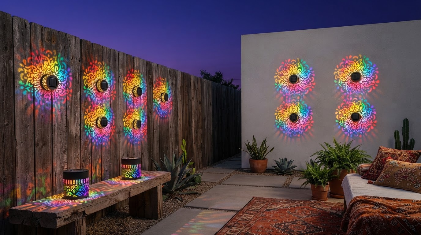 Solar Mandala Lights for Bohemian Patio Design