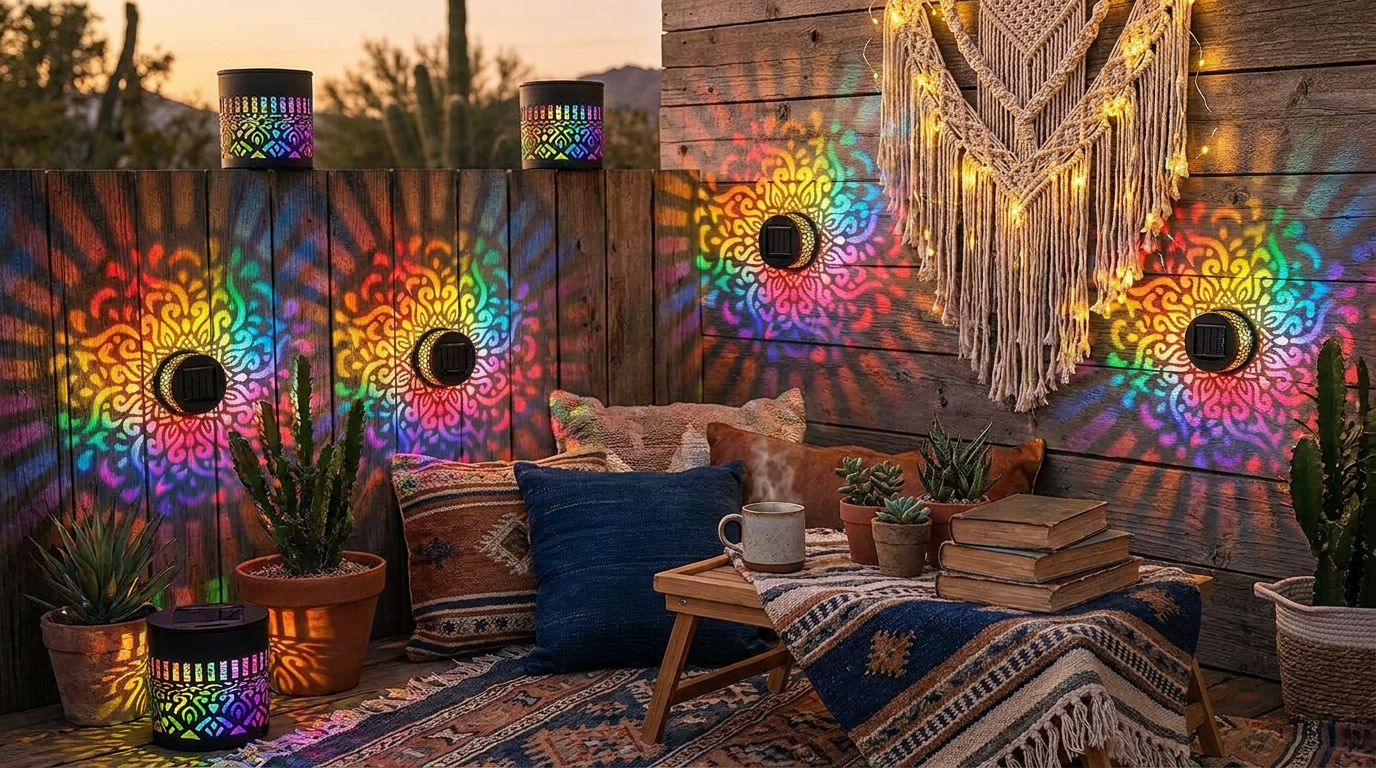 Designing a Boho Solar Lantern Garden with Solar Mandala Lights