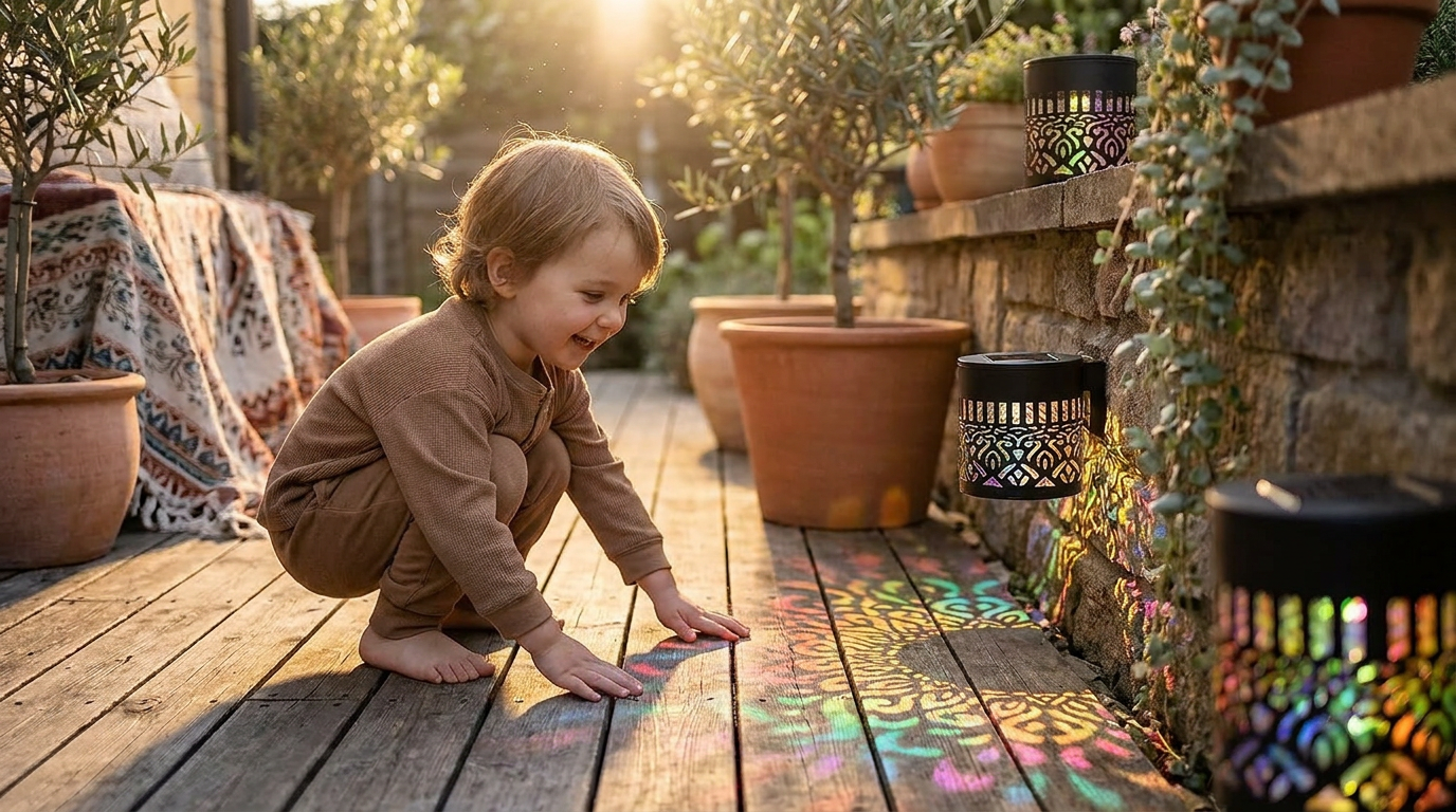 How do Solar Mandala Lights project shadow patterns?