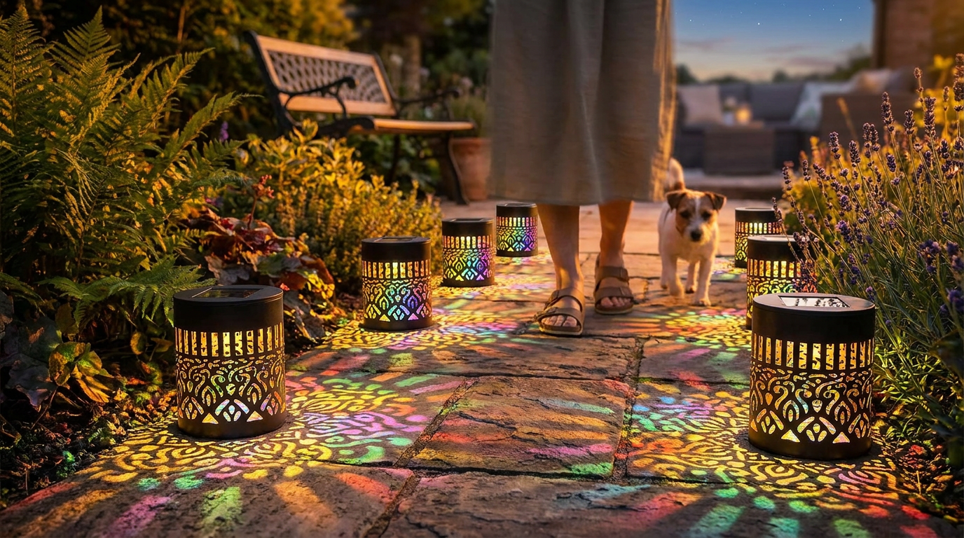 How do Solar Mandala Lights transform garden paths?