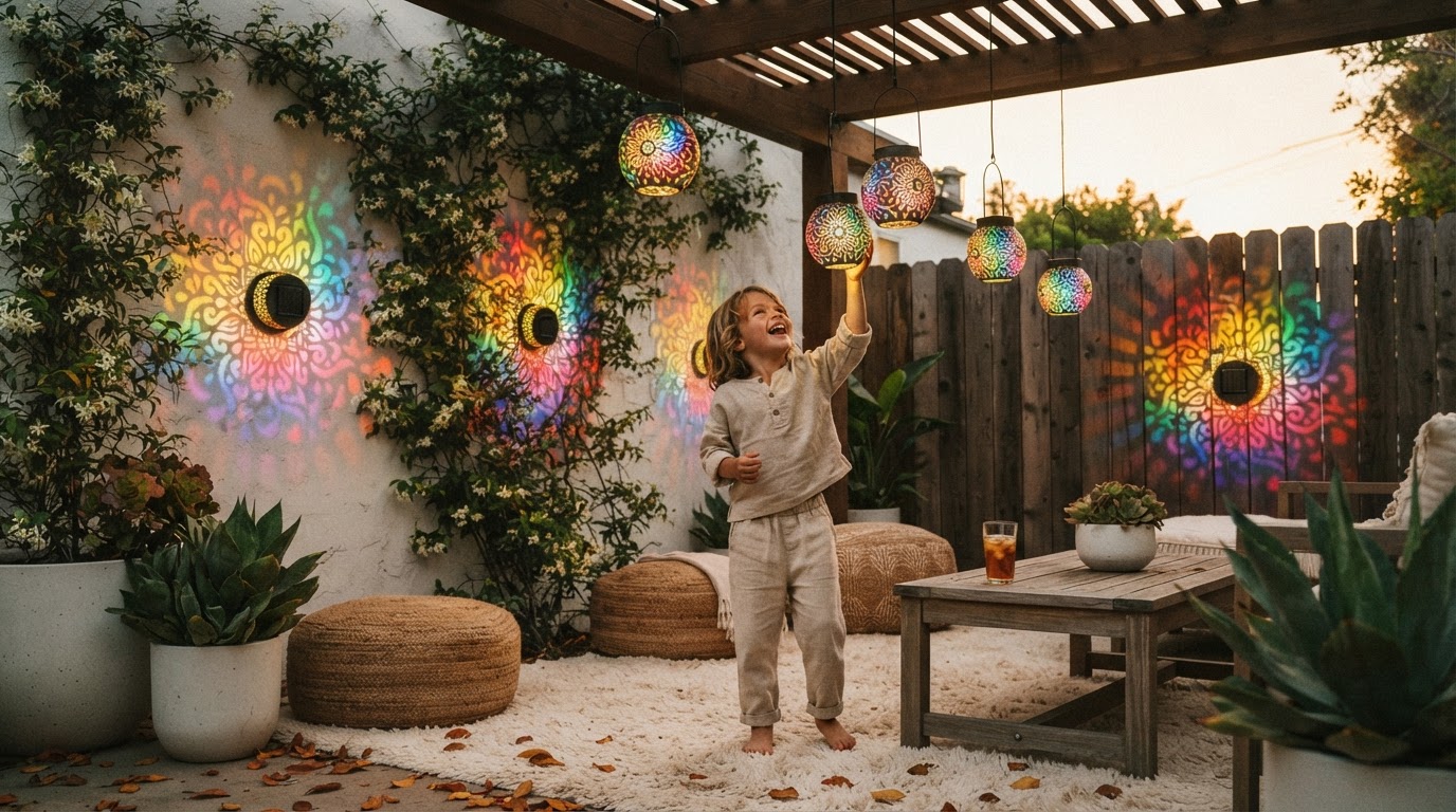 5-Point Setup for Solar Mandala Lights Hanging Lanterns
