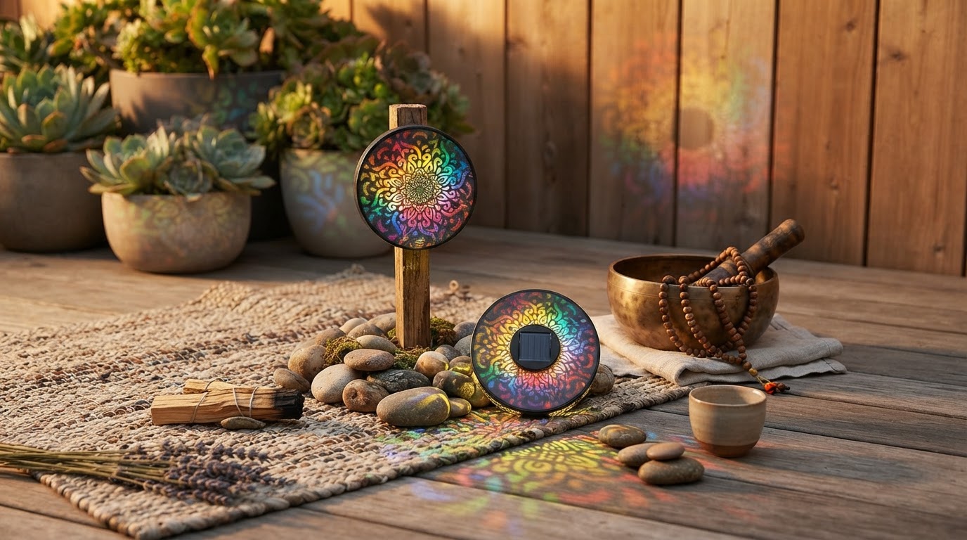 Solar Mandala Lights for Meditation Garden Design