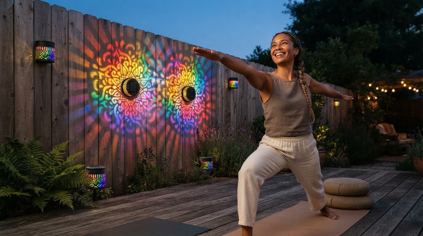 Solar Mandala Lights for Outdoor Yoga Studio Design