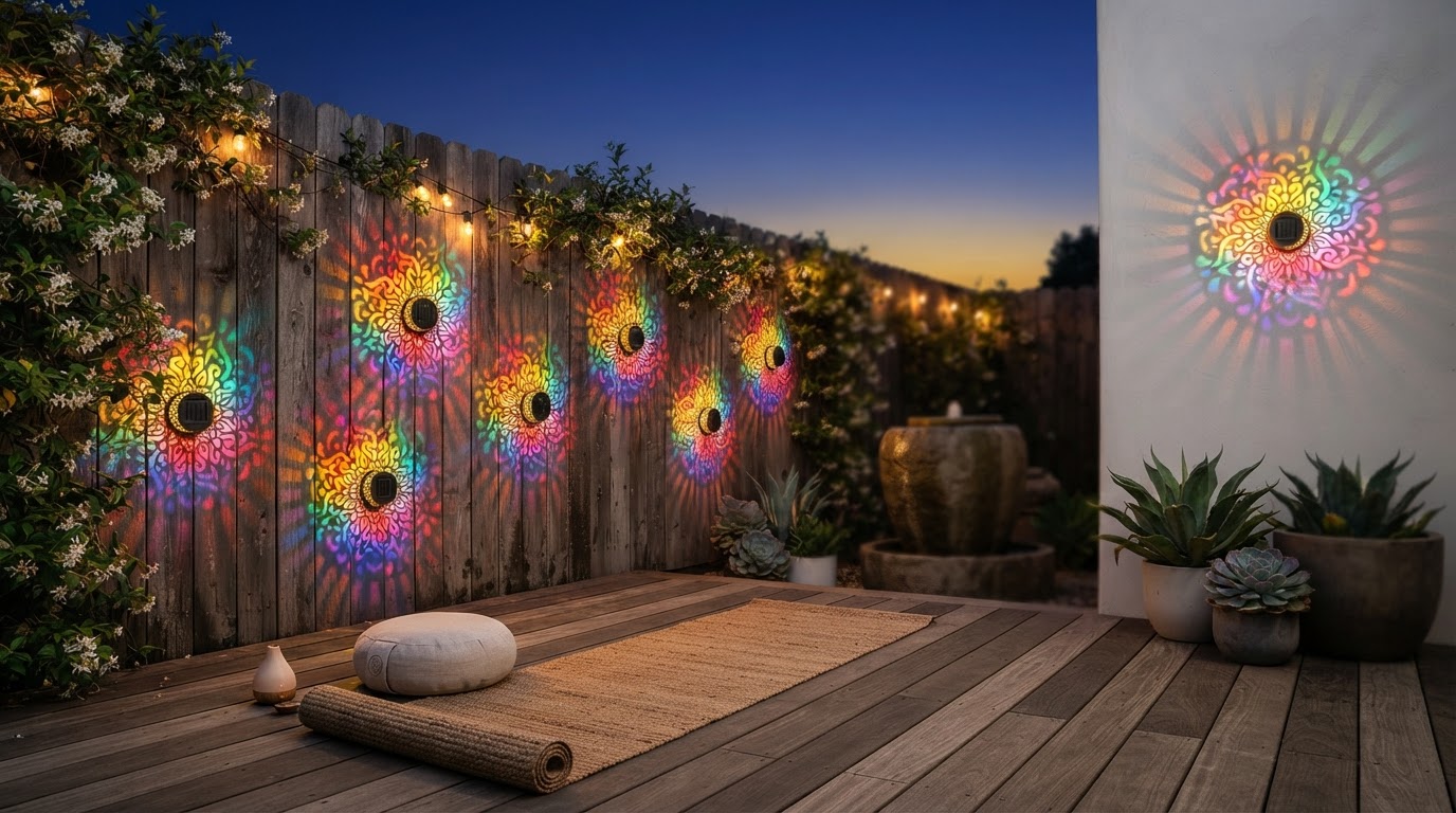 How to Light a Yoga Studio Patio with Solar Mandala Lights