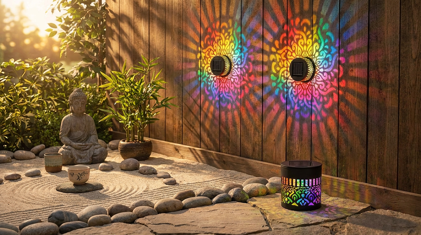 Zen Garden Solar Decor with Solar Mandala Lights