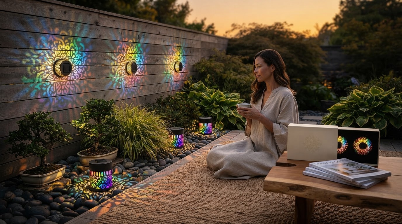 Zen Garden Solar Decor with Solar Mandala Lights