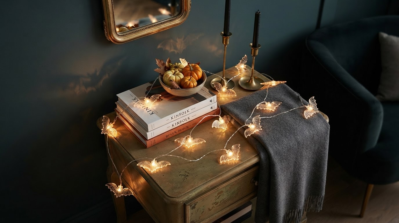 Enhancing Dark Corners With Spooky Strings Lights Bat Motifs
