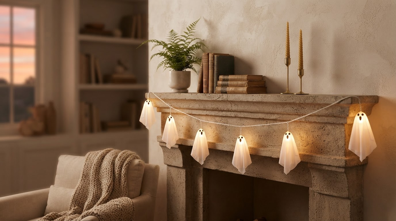 How do Spooky Strings Lights ghost sets work indoors?