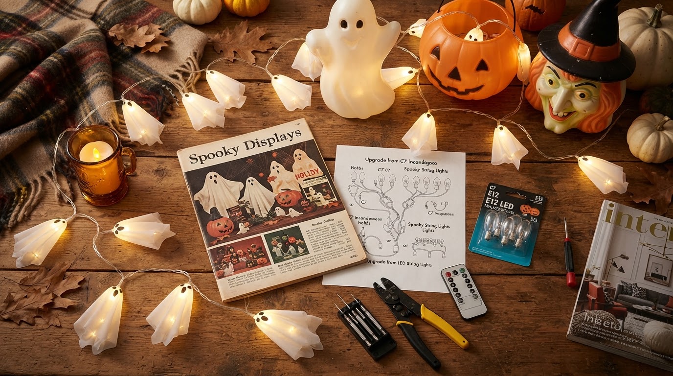 Integrating Spooky Strings Lights With Vintage Blow Molds