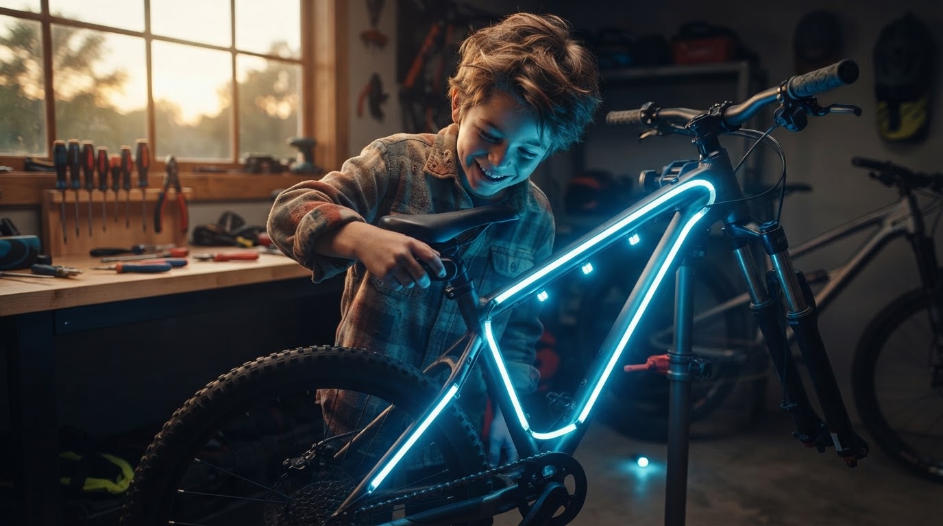 Rideluminate Setup for Mountain Bike Neon Lighting