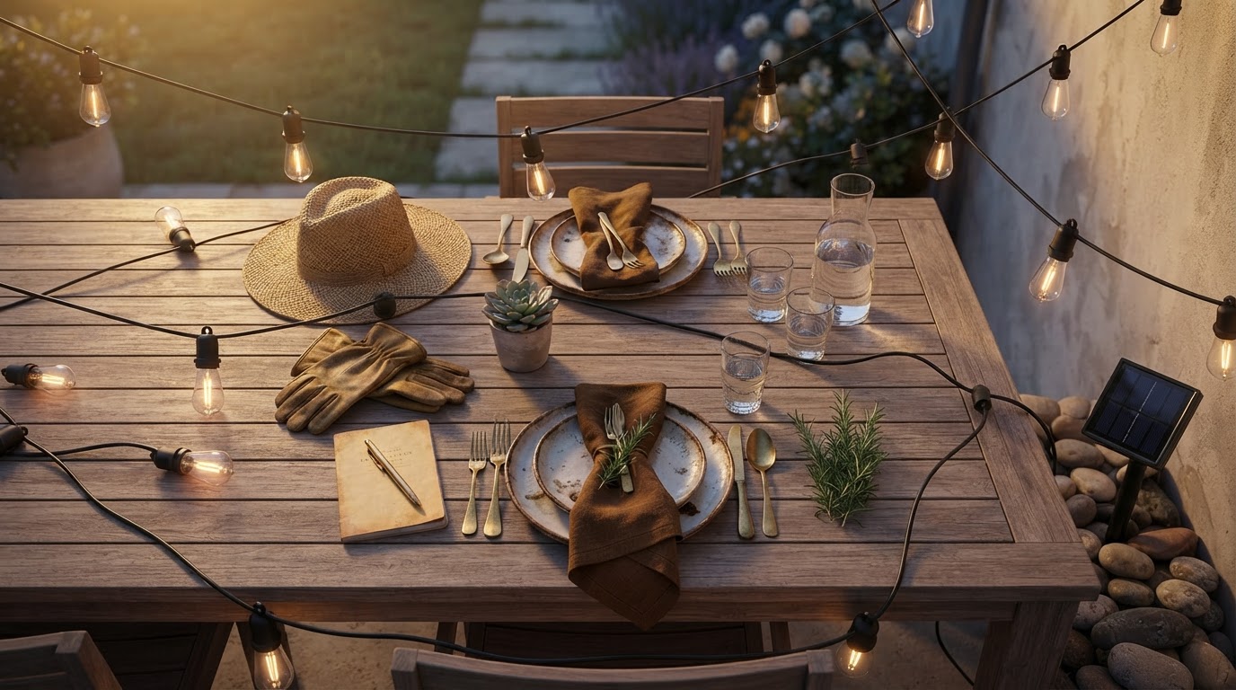 Outdoor Solar String Lights for Backyard Dining Areas