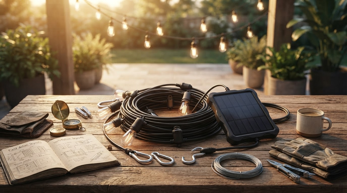 Commercial Grade Outdoor Solar String Lights Framework