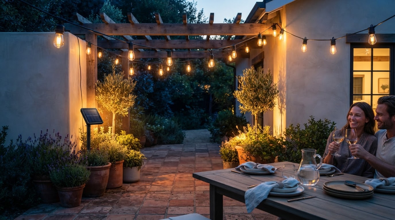 How do Outdoor Solar String Lights perform on a patio?