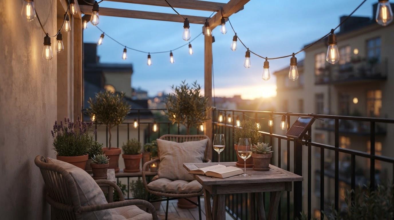 Can Outdoor Solar String Lights illuminate a small balcony?