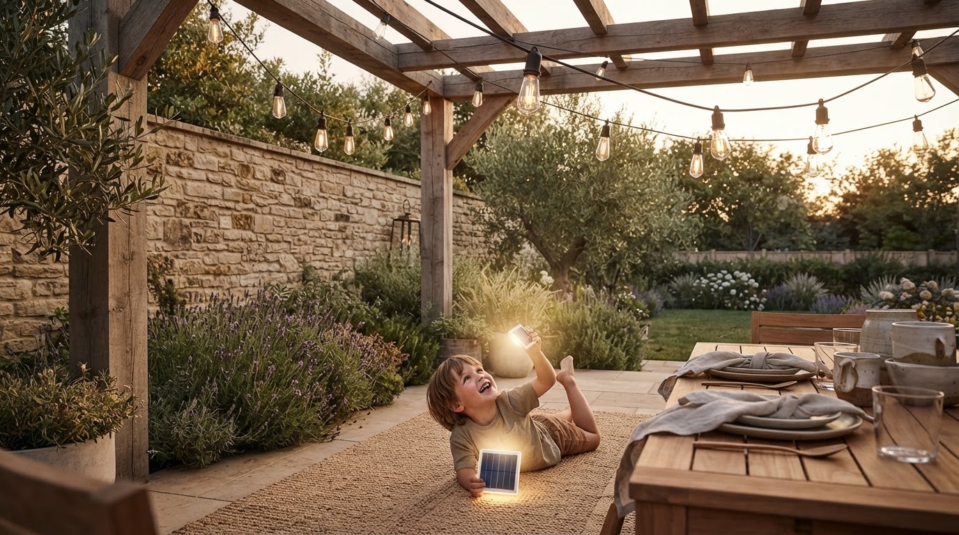 Installing Outdoor Solar String Lights on Timber Pergolas