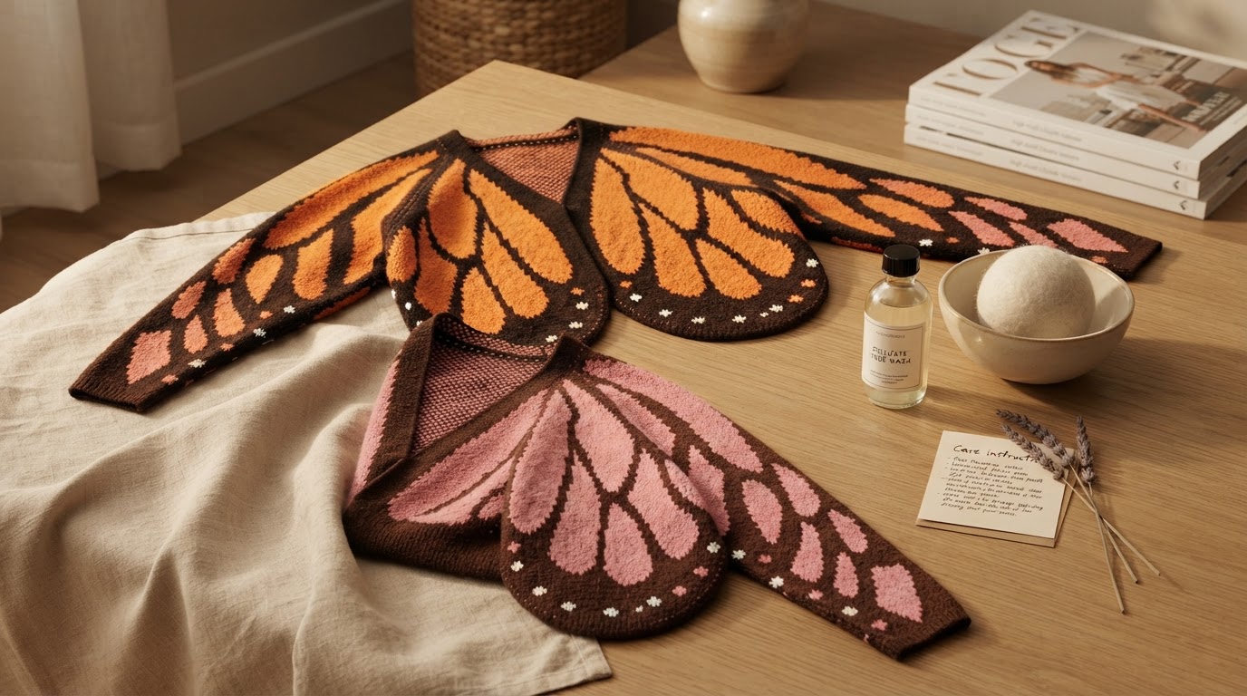 How do I wash a Butterfly Wing Cardigan made of acrylic?