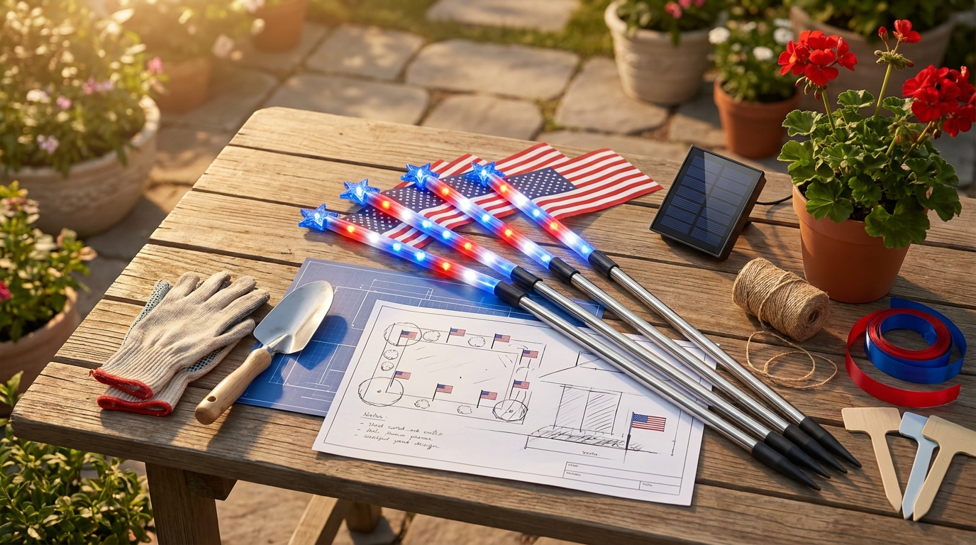 American Flag Solarlights for Yard Displays