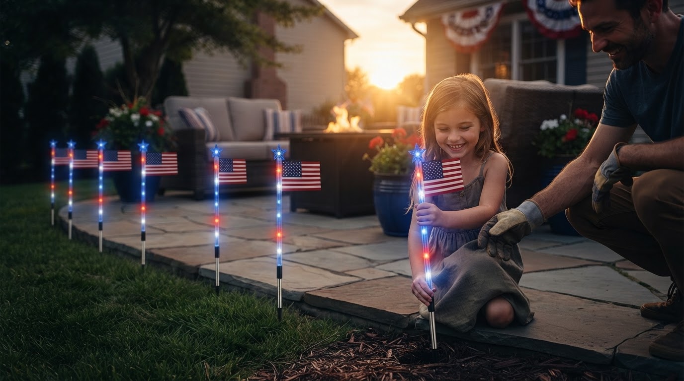 American Flag Solarlights Framework for Pole Mounting
