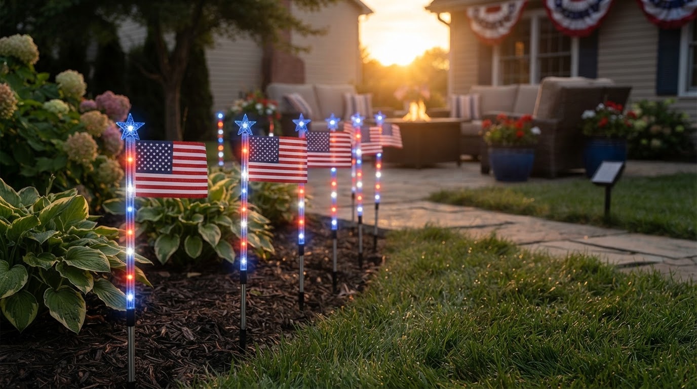 American Flag Solarlights Stake Setup Framework