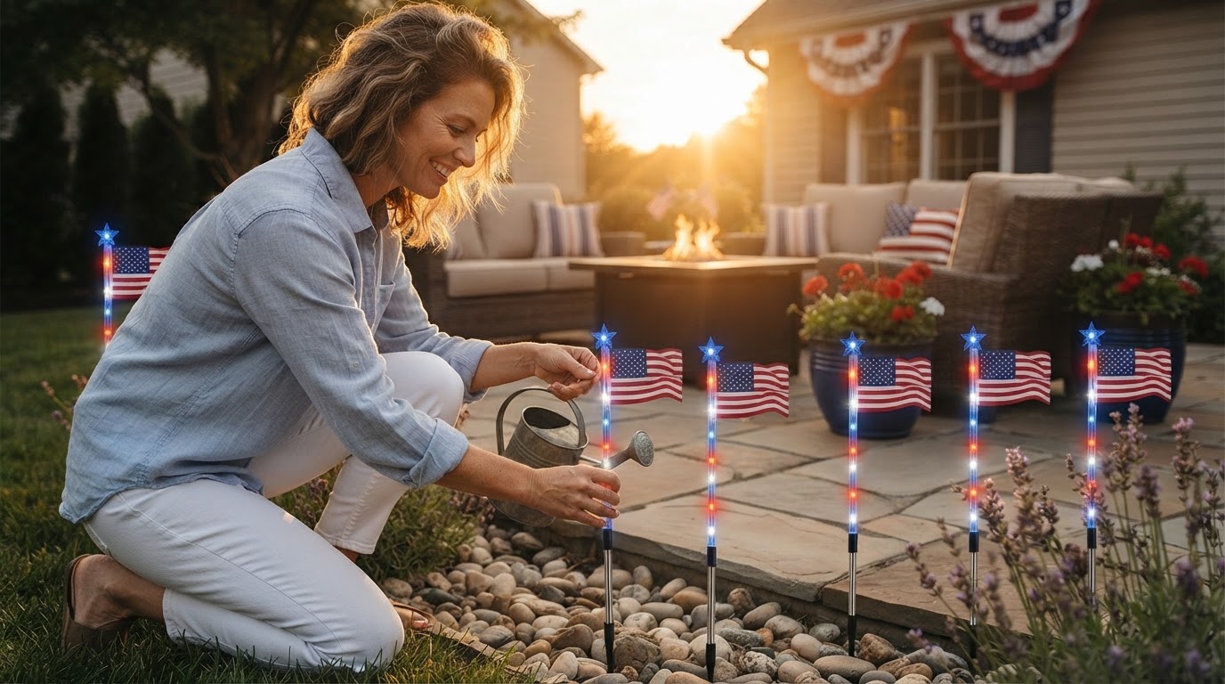 What are the best solar American flag lights for yard use?