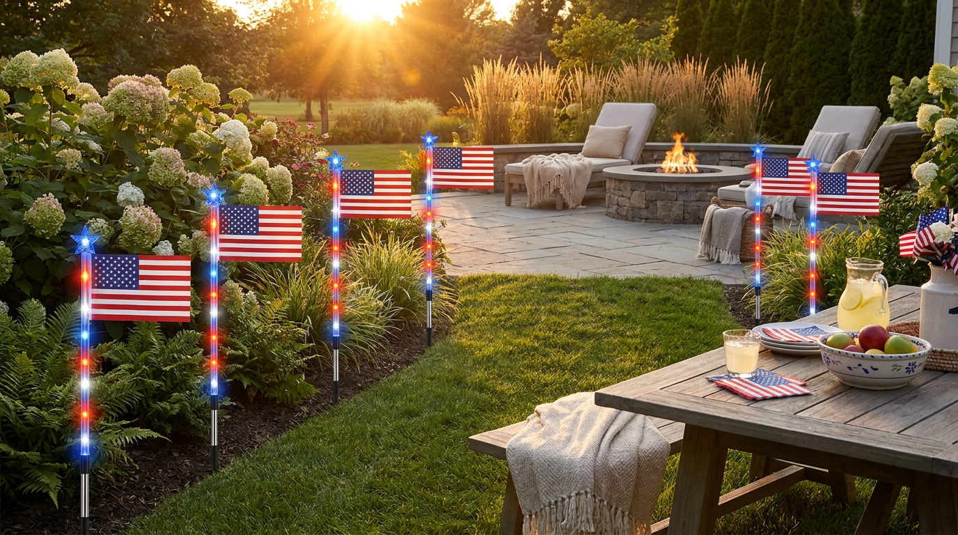 Creative Landscape Lighting with Patriotic Solar Sets