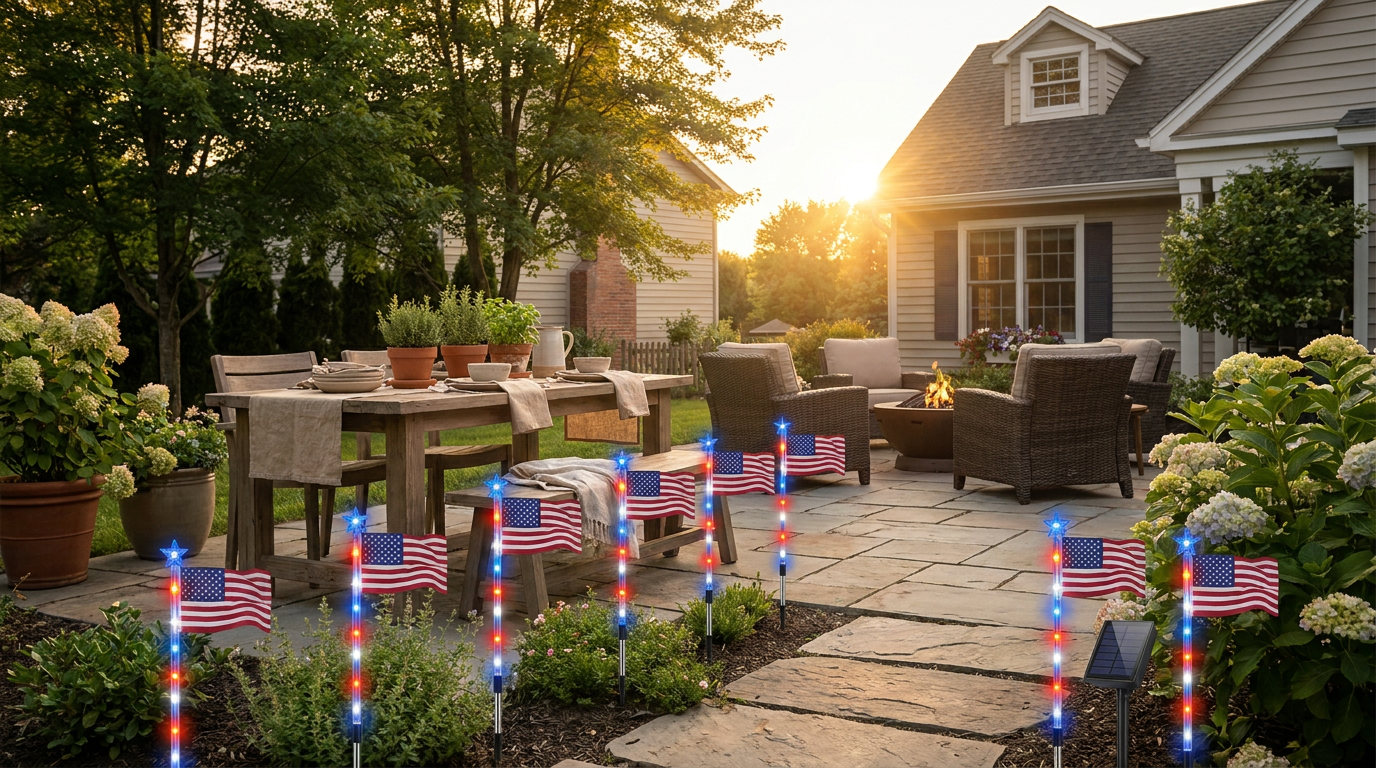 Eco-Friendly Decorating with American Flag Solarlights