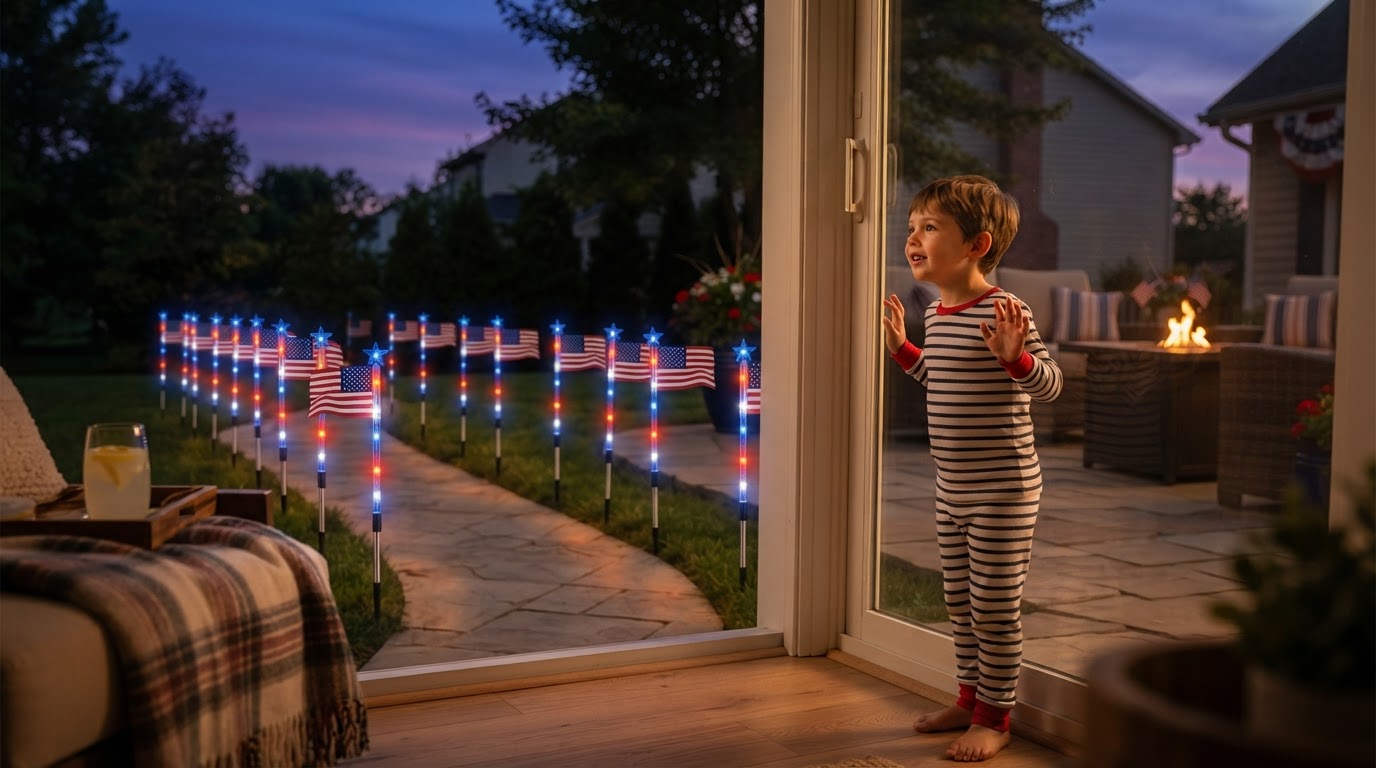 How do American Flag Solarlights stay lit all night?