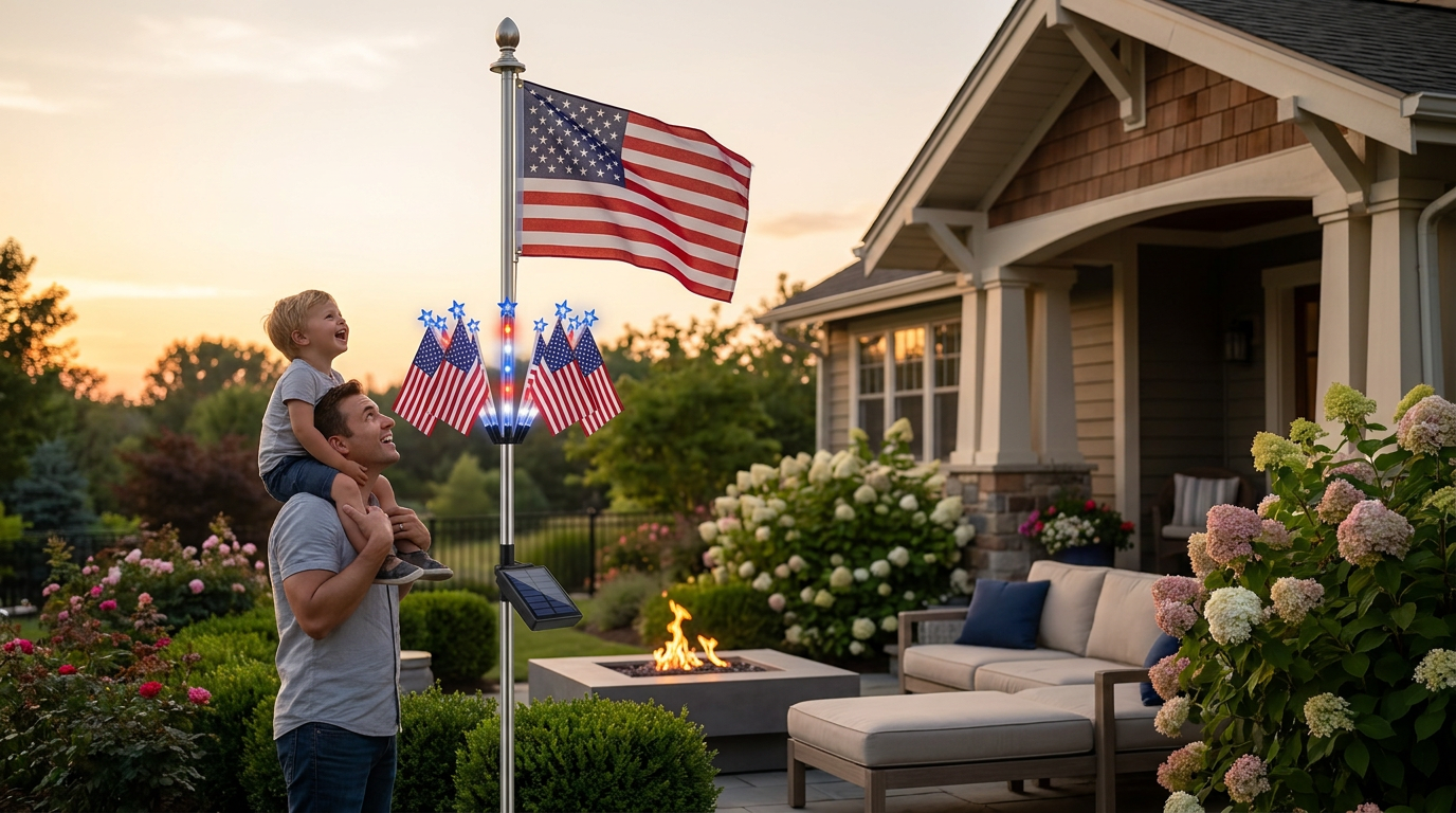 How do I install an American Flag Solarlights pole top?