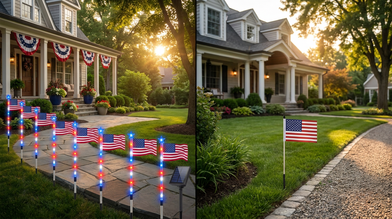 American Flag Solarlights Walkway Design Comparison