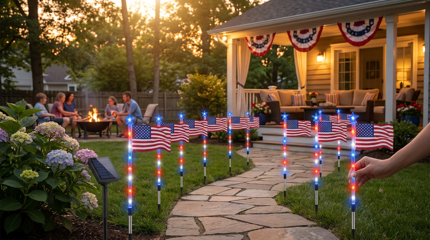 Memorial Day Garden Traditions with American Flag Solarlights