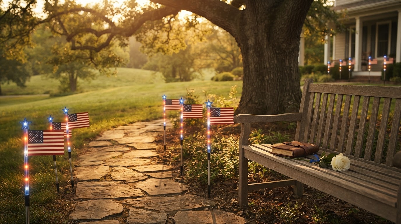 American Flag Solarlights Performance for Memorial Use