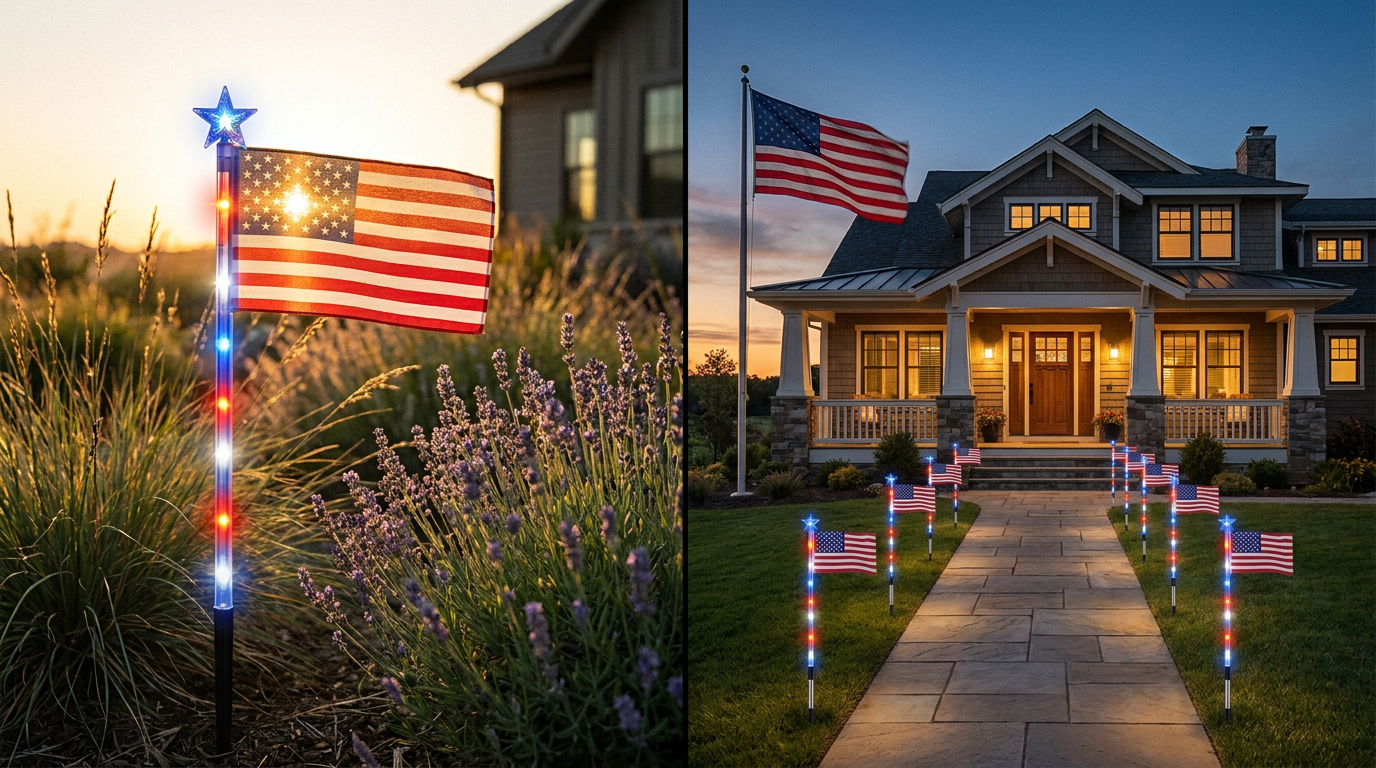 American Flag Solarlights and Residential Yard Illumination