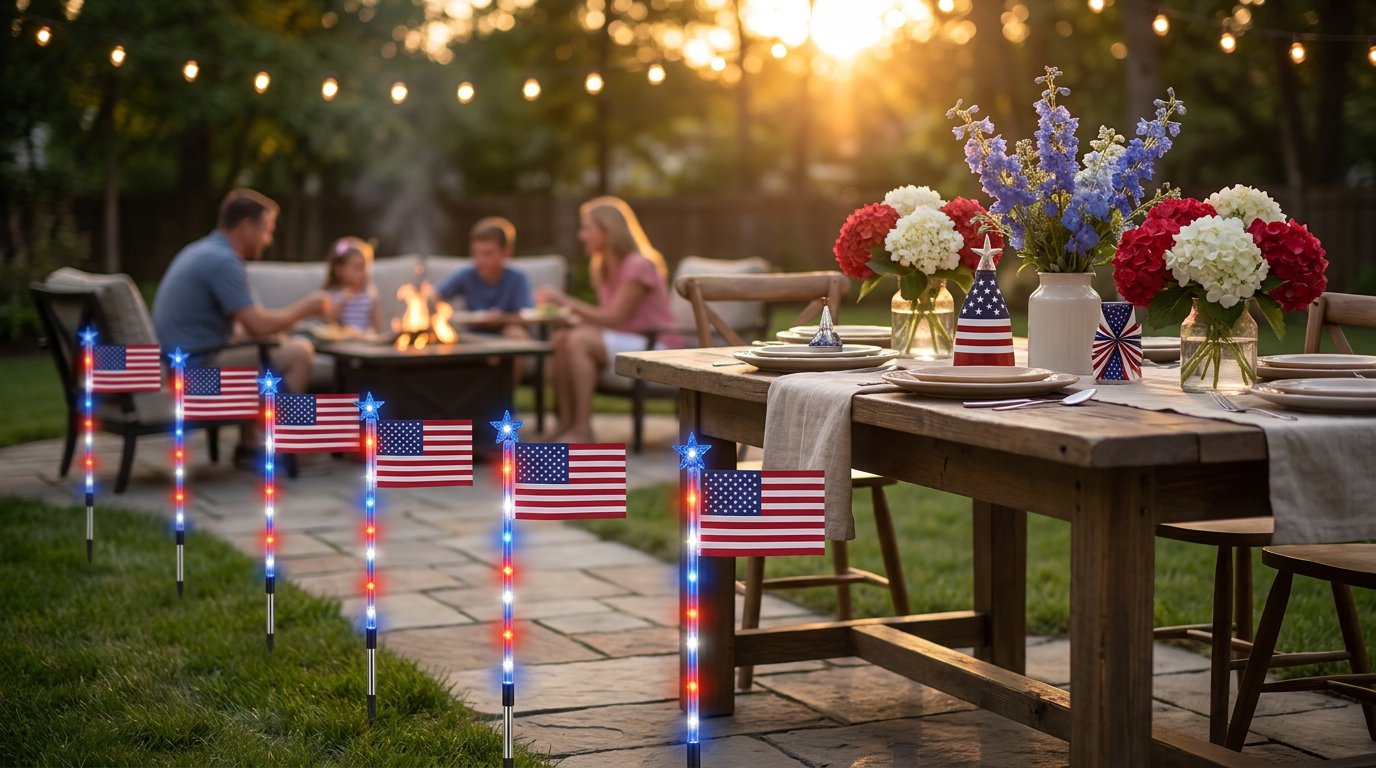 Solar Flag Lights Lead Independence Day Decor Checklist