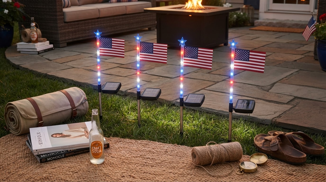 Achieving Shadowless Illumination with American Flag Solarlights