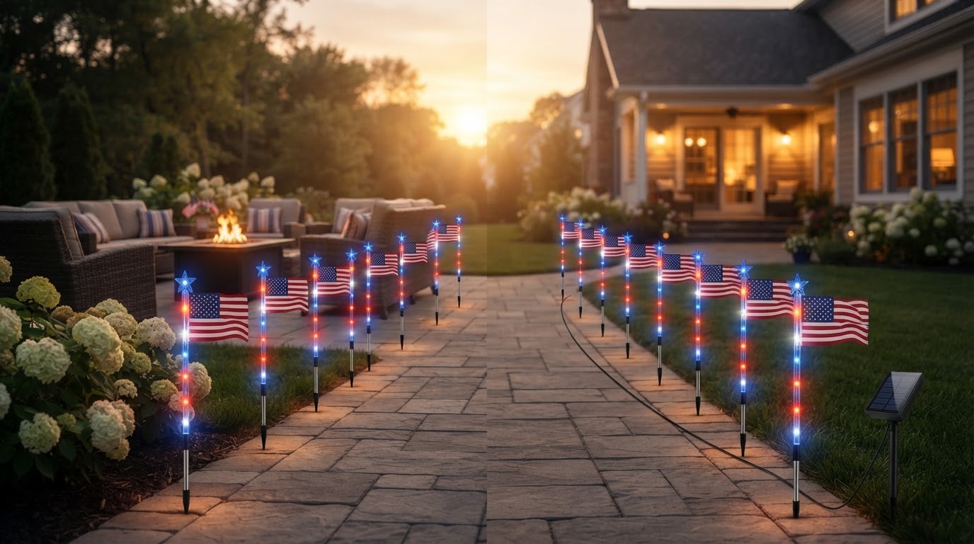 Solar vs Electric Patriotic Yard Lights: Which Is Right for Your Home?