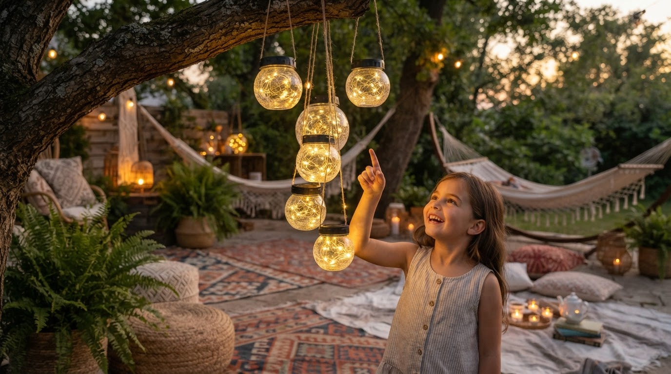 How to Create Boho Outdoor Lighting with a Solar Hanging Lantern?