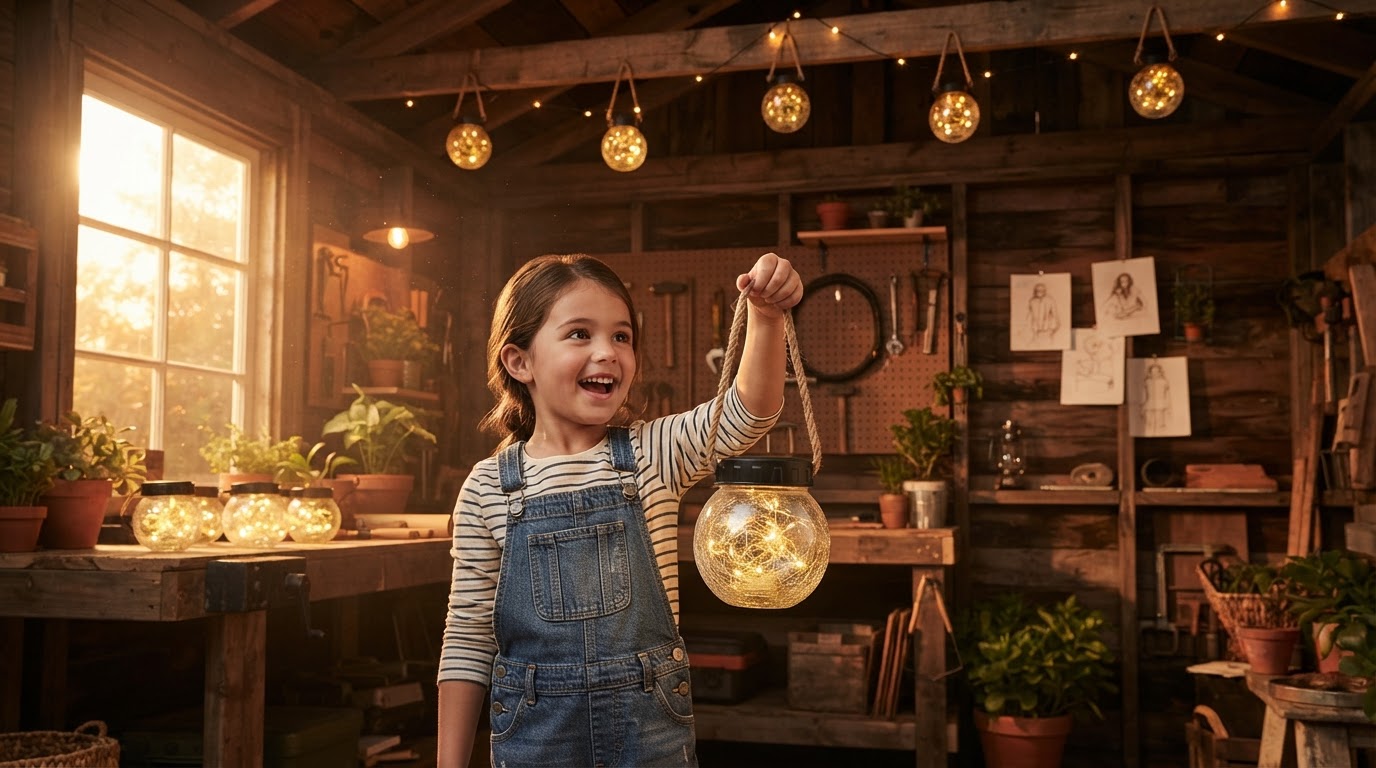 Industrial Solar Hanging Lantern Framework for Sheds