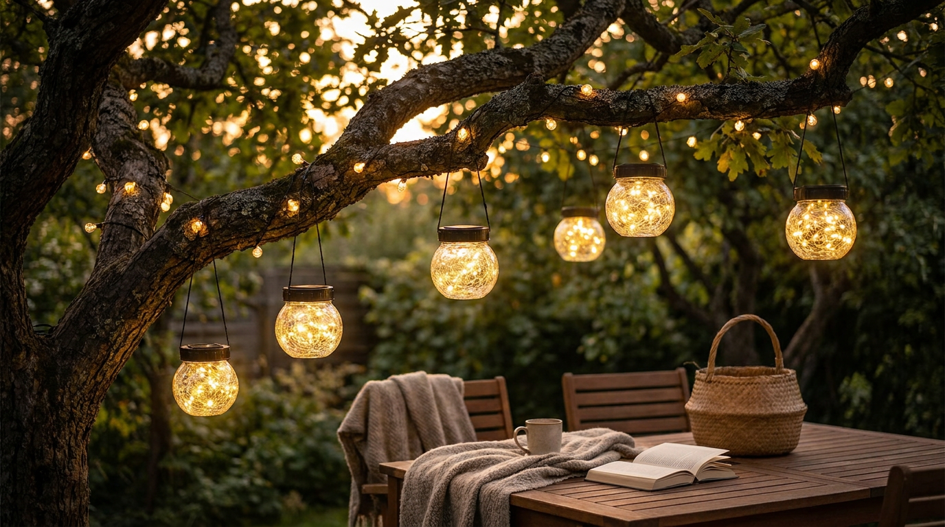How do Solar Hanging Lantern units work on tree branches?